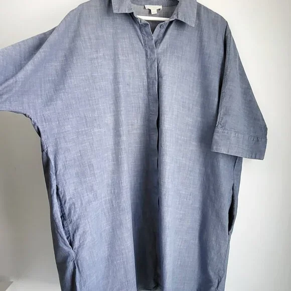 COS Blue Oversized Cotton Shirt Dress Pockets I Size M (fits L too) - Picture 5 of 14